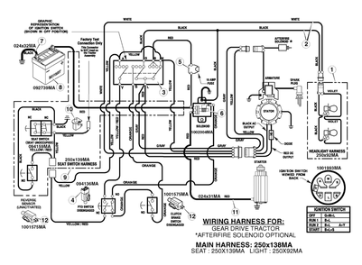 Electrical System Diagram and Parts List for 385002X190A-552544 2006 Briggs and Stratton Lawn Tractor